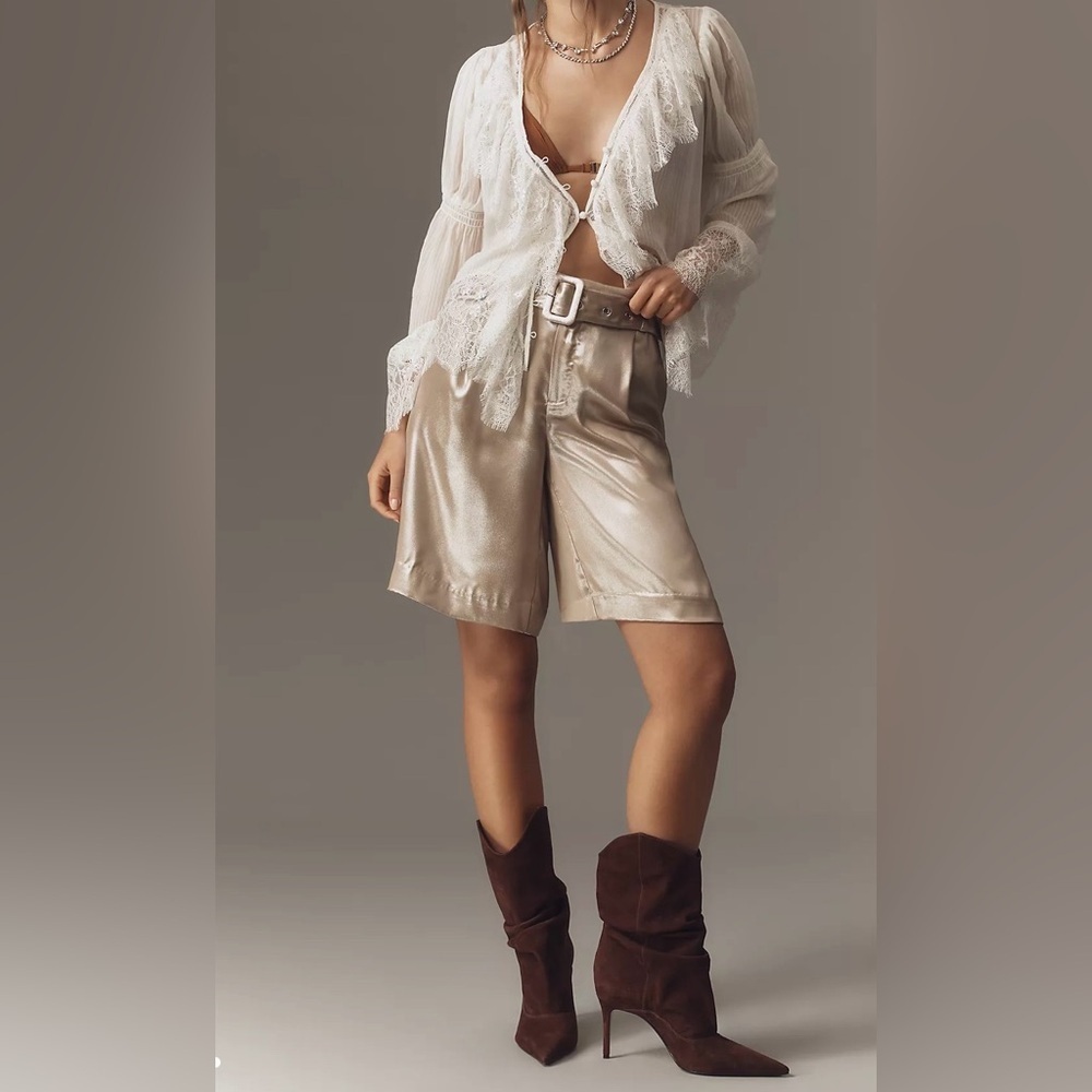 By Anthropologie liquid shine Bermuda Shorts